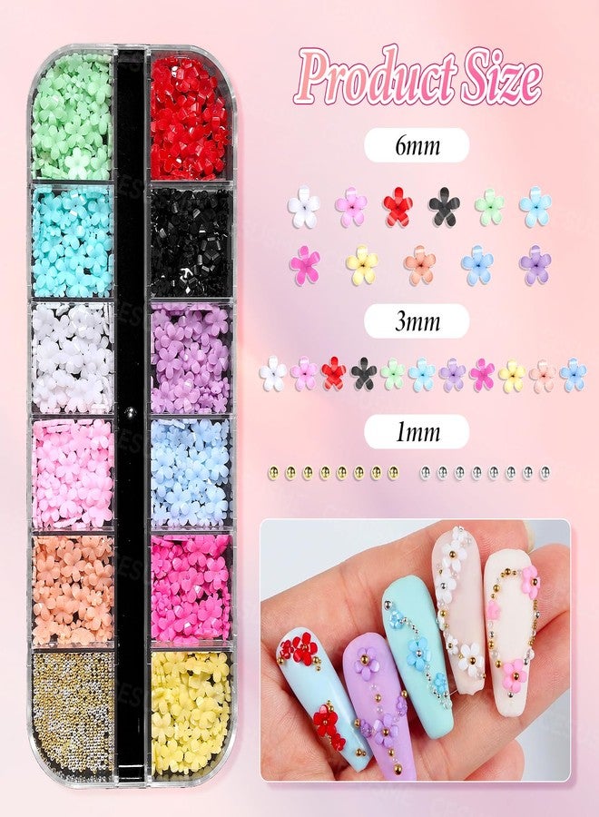 CESUSME 3 Boxes Bow Flower Nail Charms, 3D Color Flowers Nail Bows Charms for Nails Art, Polar Butterfly Bowknot Nail Art Charms, White Rose Flower Charms for Nail Art Jewels Supplies DIY Craft - Image 2